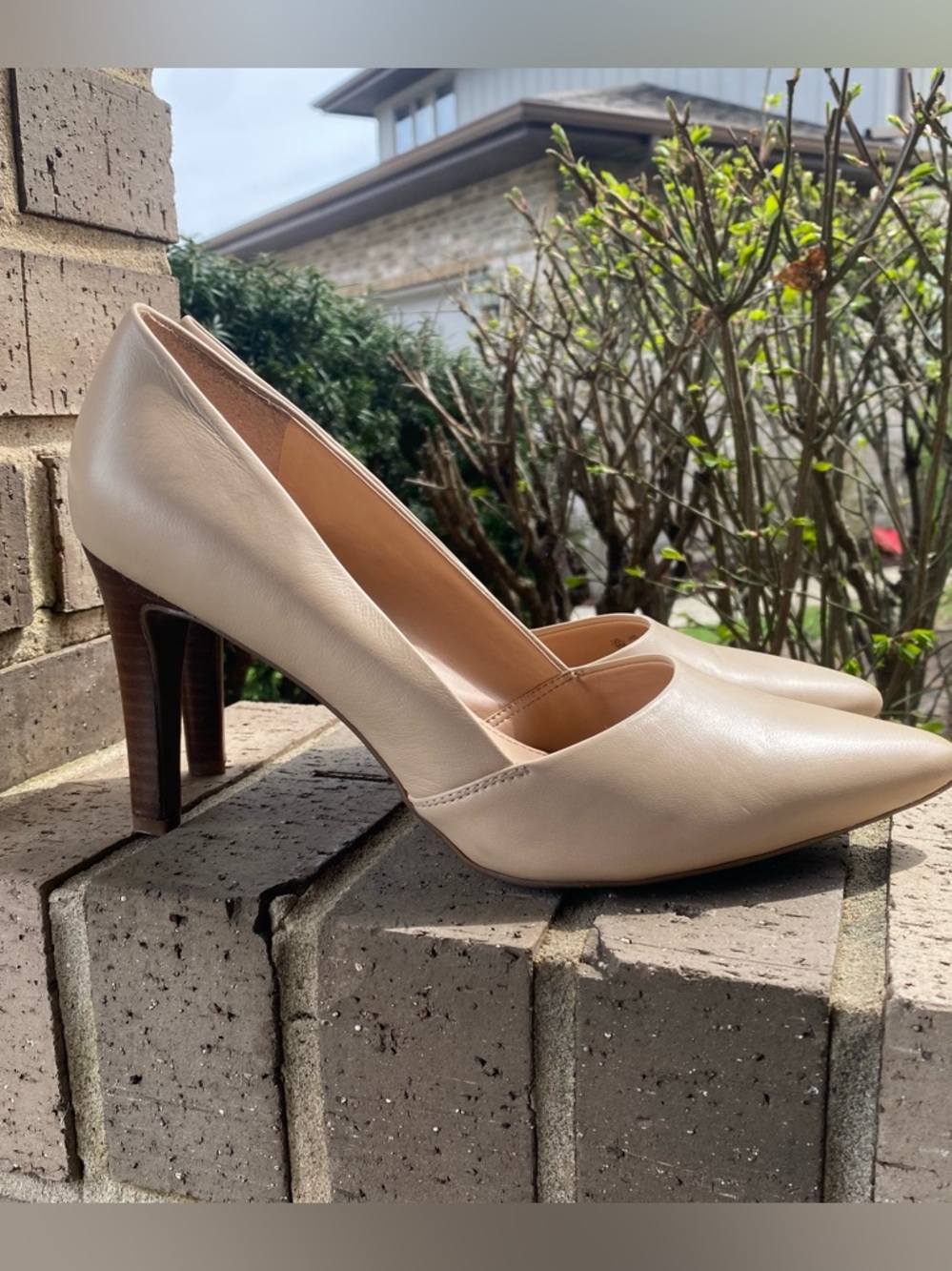 Franco Sarto Nude Leather Pumps